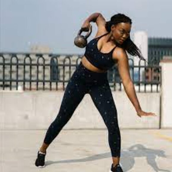 NWT - Zyia Gold Moon Navy Terrace Pocket Drawstring Leggings Luxe (7/8) Size 6-8 - Picture 2 of 9